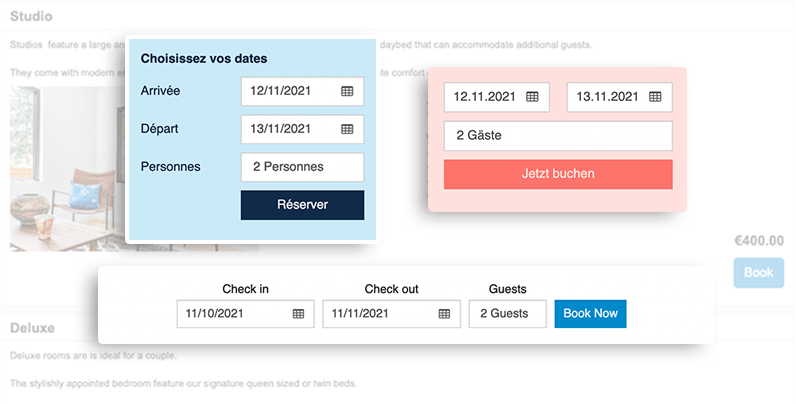 Customizable booking widgets